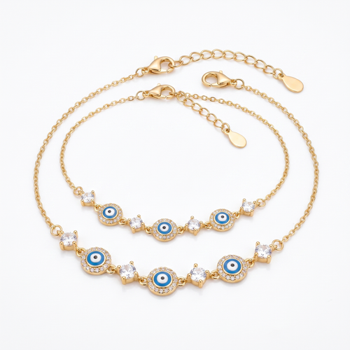 EVIL EYE WITH SMALL STONE ANKLET